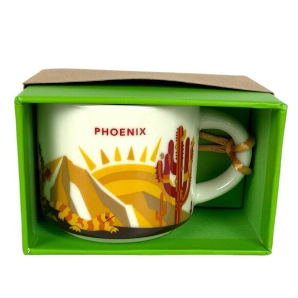 Starbucks Phoenix You Are Here Mini Ornament Mug 2 Oz Ceramic Orange Interior - Picture 6 of 6